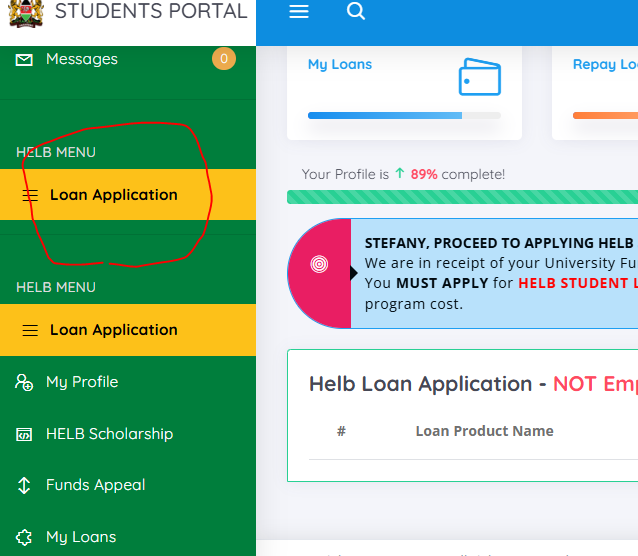 Screenshot showing steps on how to follow up after your HELB loan application.
