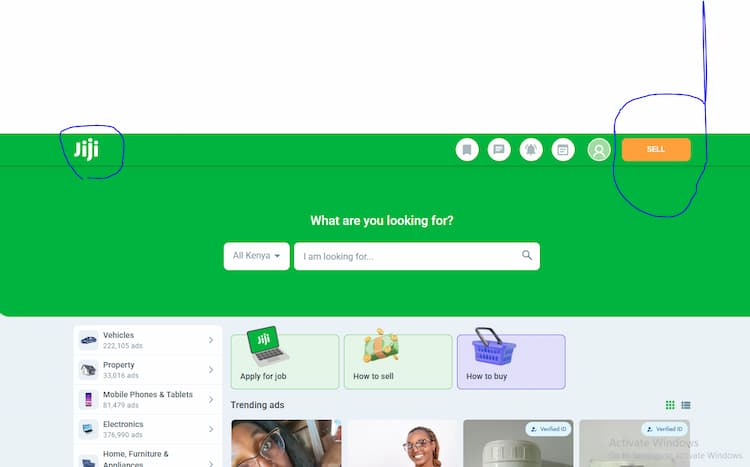 A jiji screenshot showing how to sell online when starting a mitumba business in Kenya