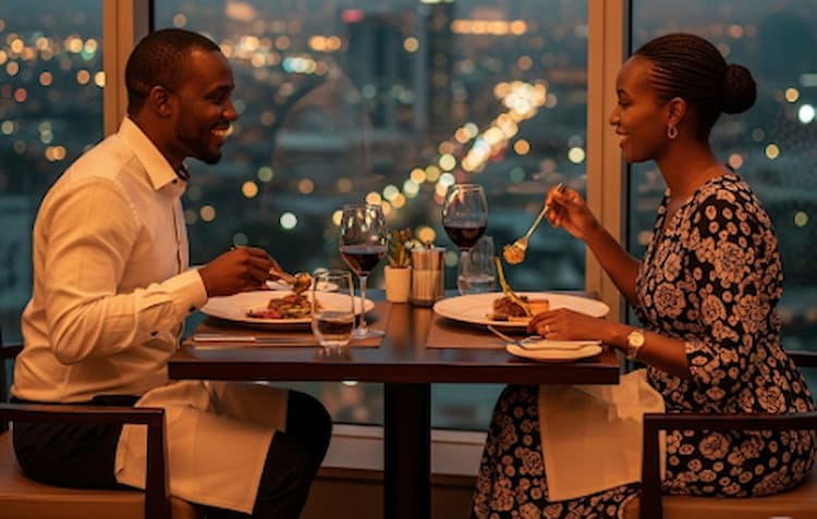 Romantic couple dining at Mövenpick  – top fun place to visit in Nairobi