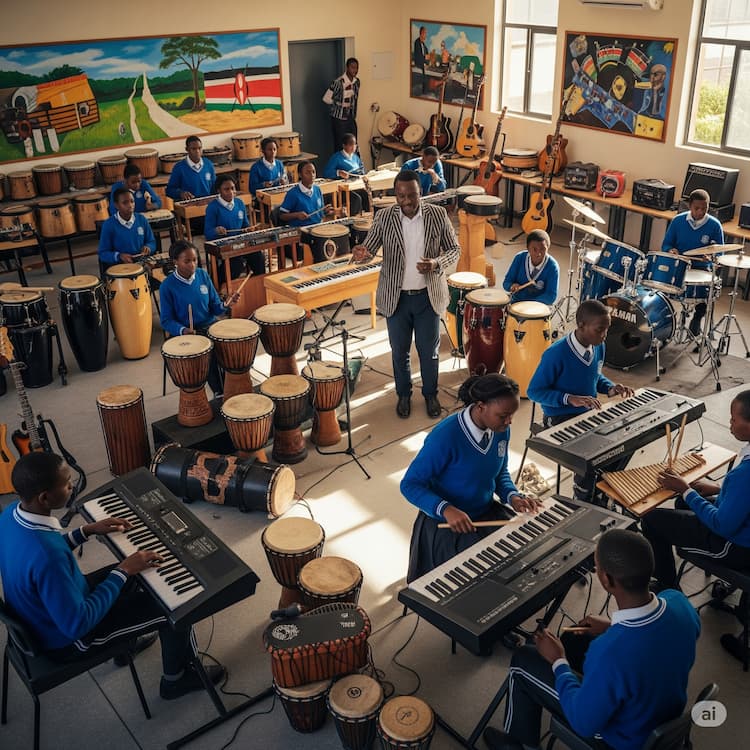 Photo of the actual classroom representing music schools in Nairobi