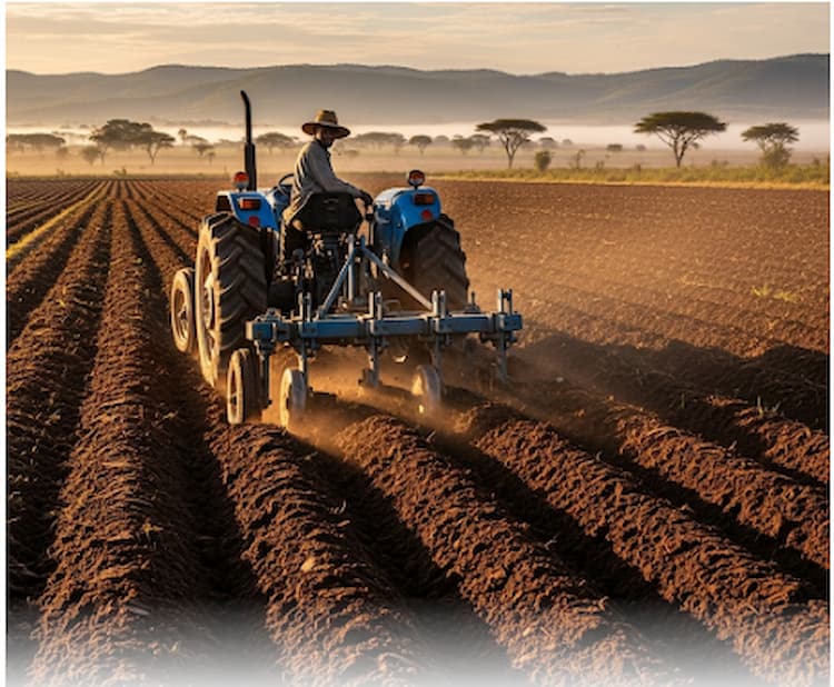 Farmer ploughing land for planting – how to plant beans in Kenya